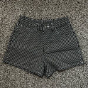 Dickies black and white pinstripe utility shorts